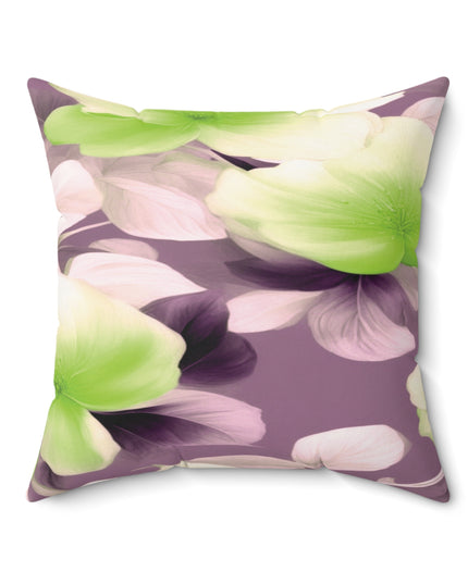 Lime Lavender Floral Bunch Faux Suede Square Pillow, 20" x 20"