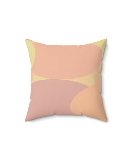 Pastel Hot Peach Patches 14" x 14" Faux Suede Square Pillow