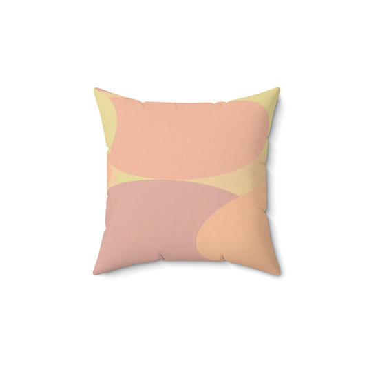 Pastel Hot Peach Patches 14" x 14" Faux Suede Square Pillow