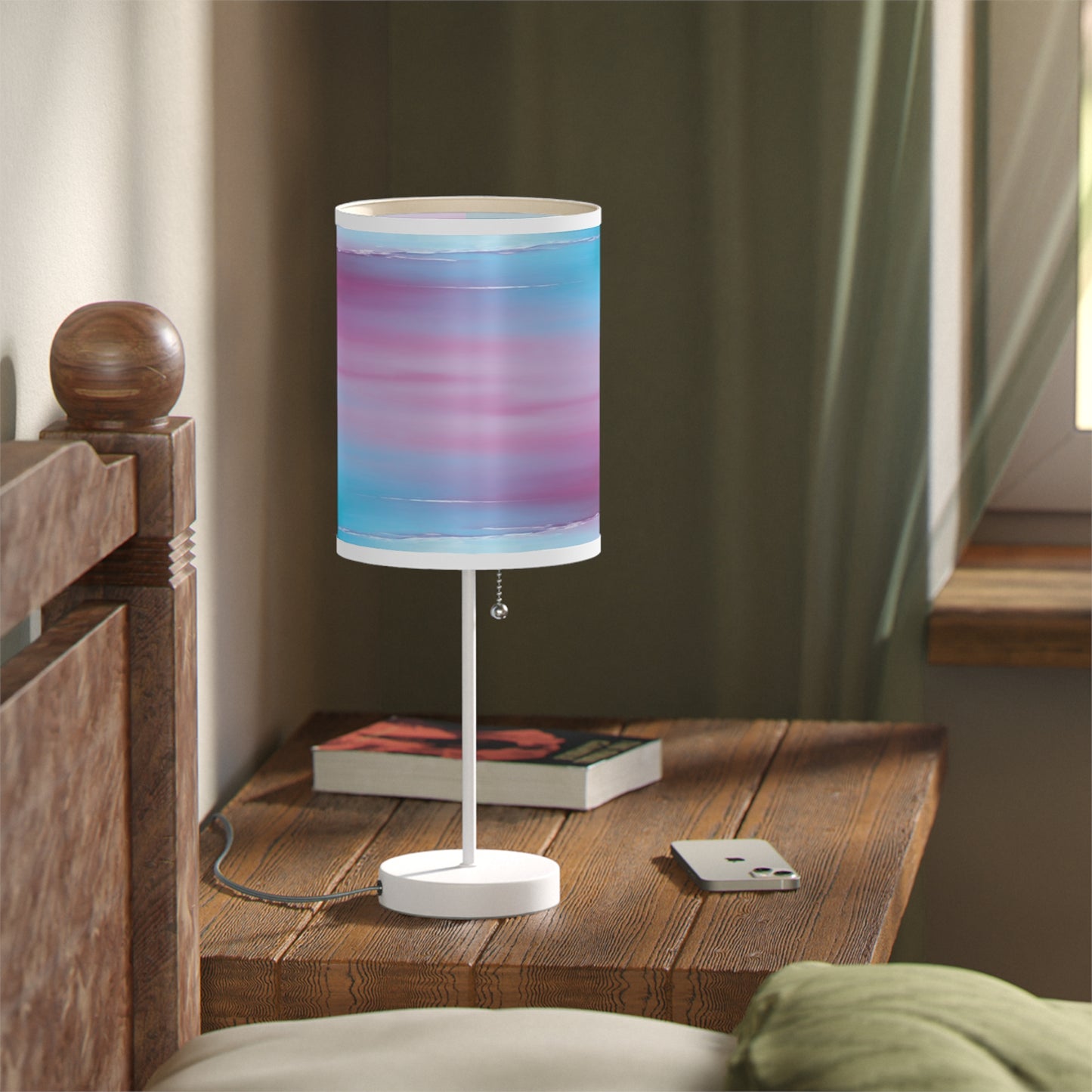 Wine Sea Blue Fog Table Lamp on a White or Silver Stand, US|CA plug