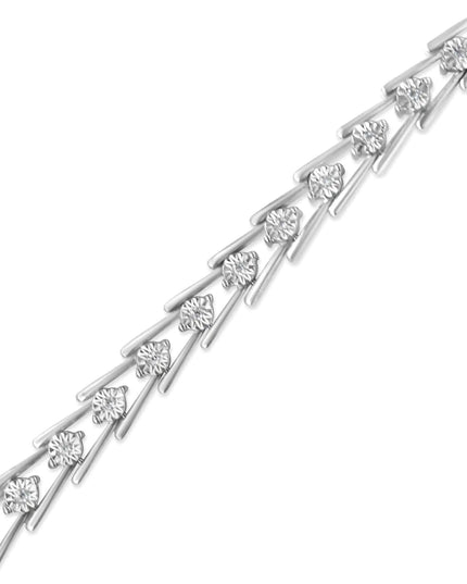 .925 Sterling Silver Diamond Miracle-Set Double Swoosh Milgrain Style Tennis Bracelet (1/2 cttw, I-J Color, I3 Clarity) - Size 7.75"