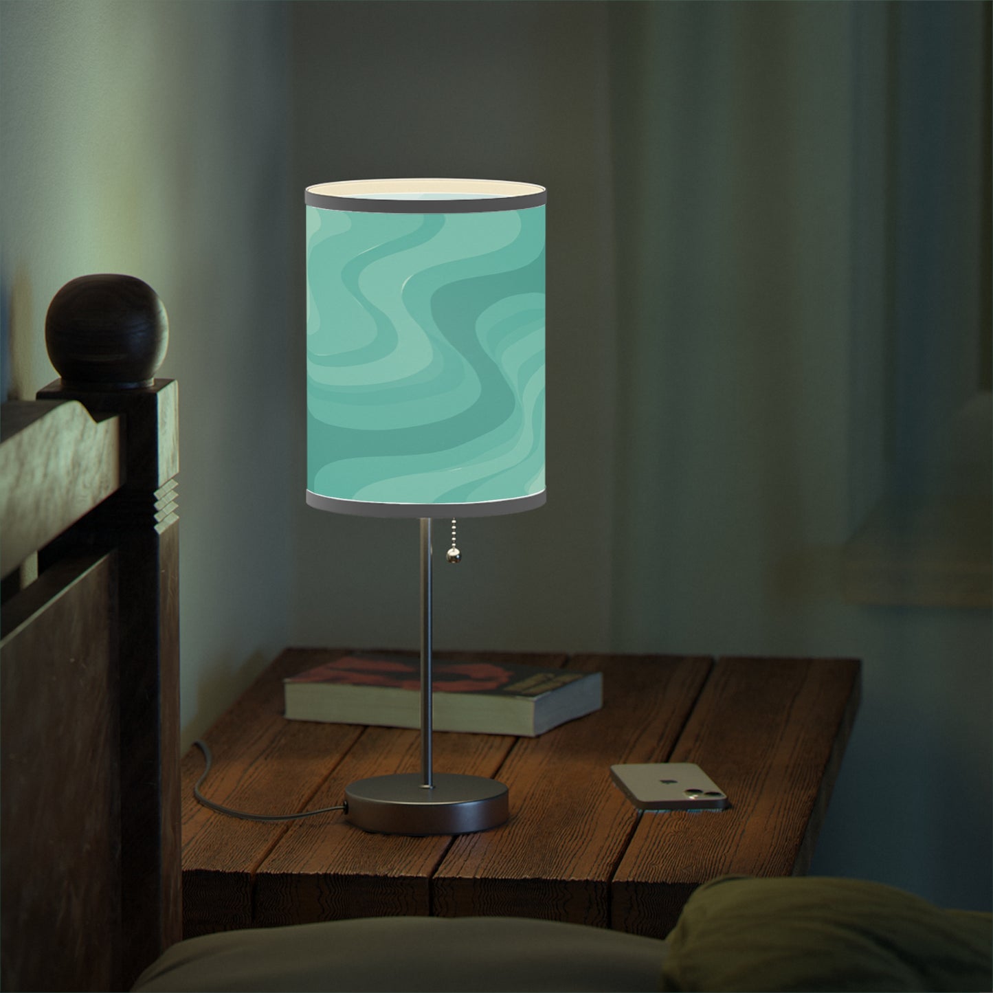 Tif Green Wavey Table Lamp on a White or Silver Stand, US|CA plug