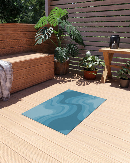 Sky Blue Wavey 24" x 36" Outdoor Rug