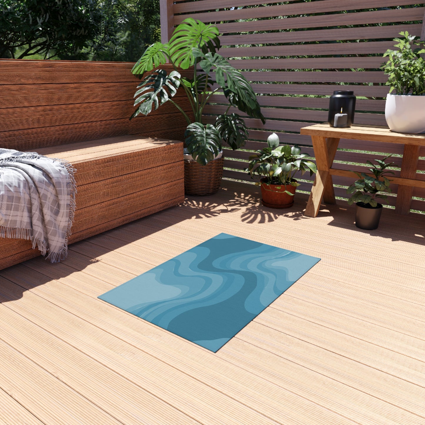 Sky Blue Wavey 24" x 36" Outdoor Rug
