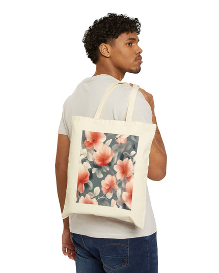 Red Blossom Floral Bunch Cotton Canvas Tote Bag