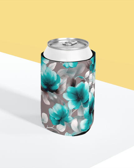 Tif Green Gray Floral Bunch 12 oz Can Cooler Sleeve