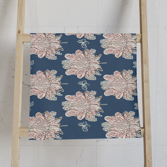 Rose White Floral Butterflies Hand Towel, 16" x 28"