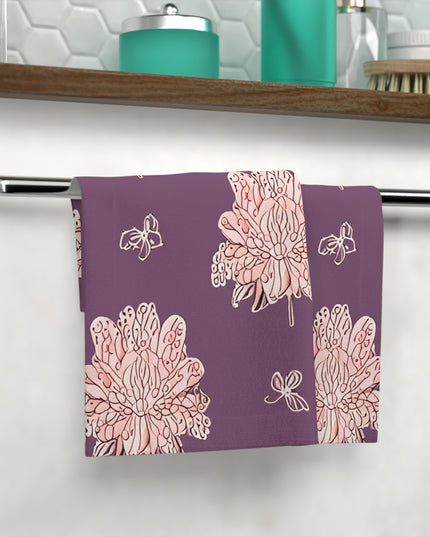 Pink Floral Butterflies Face Towel, 13" x 13"