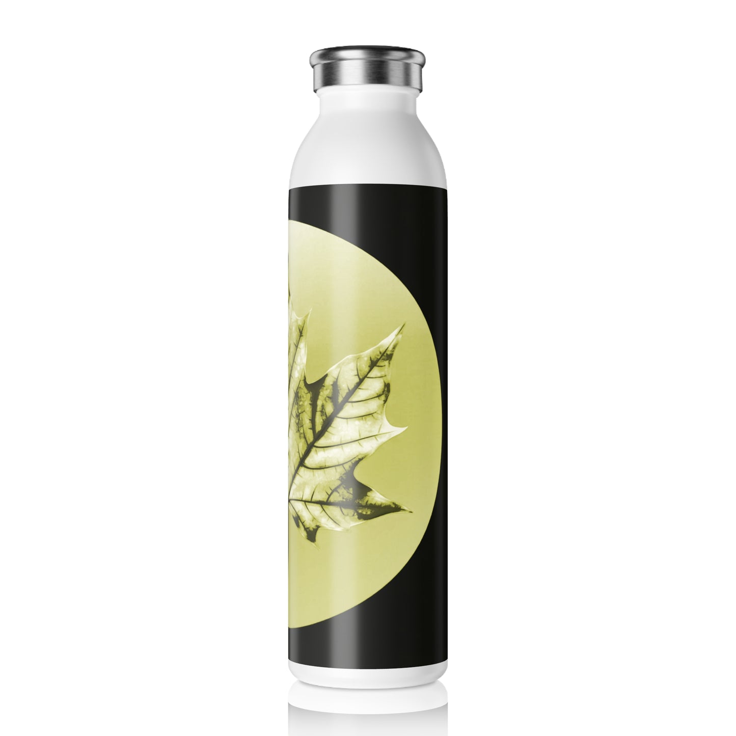 Lemongrass Maple Leaf Slim Water Bottle, 20 oz White