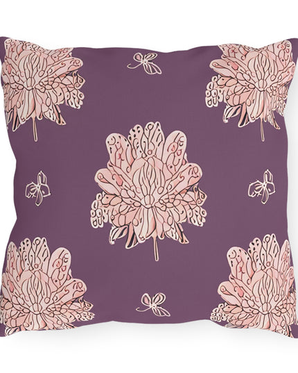 Pink Floral Butterflies 16" x 16" Outdoor Pillow