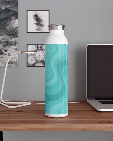 Tif Green Wavey Slim Water Bottle, 20 oz White