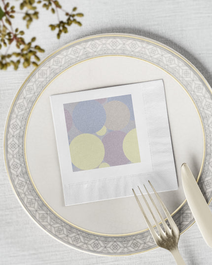 Pastel Soft Blue and Soft White Patches White Coined Napkins, 4.8" x 4.8"