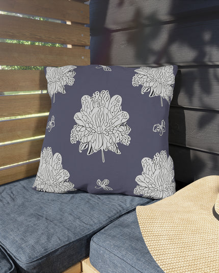 White Floral Butterflies 18" x 18" Outdoor Pillow