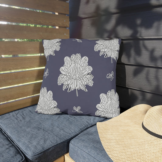 White Floral Butterflies 18" x 18" Outdoor Pillow