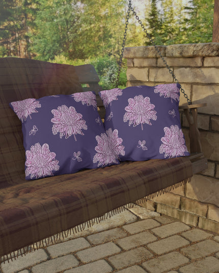 Magenta Floral Butterflies 20" x 20" Outdoor Pillow