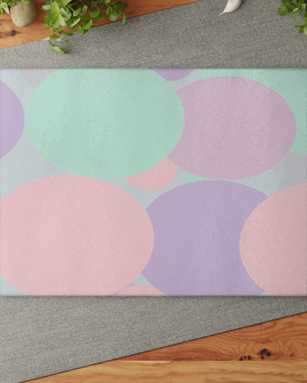 Pastel Peach and Soft Green Patches 11" x 15" Glass Cutting Board