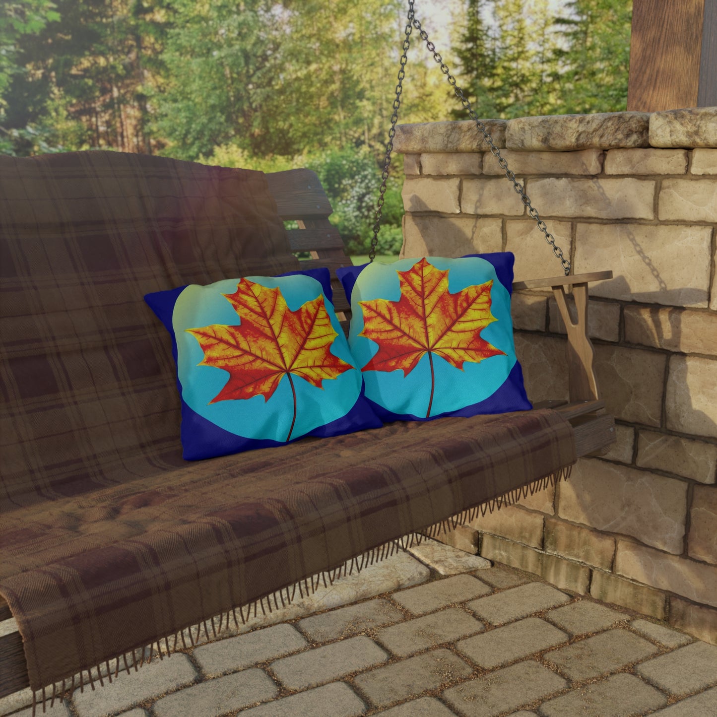 Alpha Maple Leaf 16" x 16" Outdoor Pillow