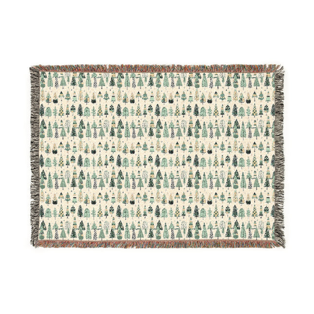 Mini Vintage Green Trees Woven Blanket, 52" x 37"