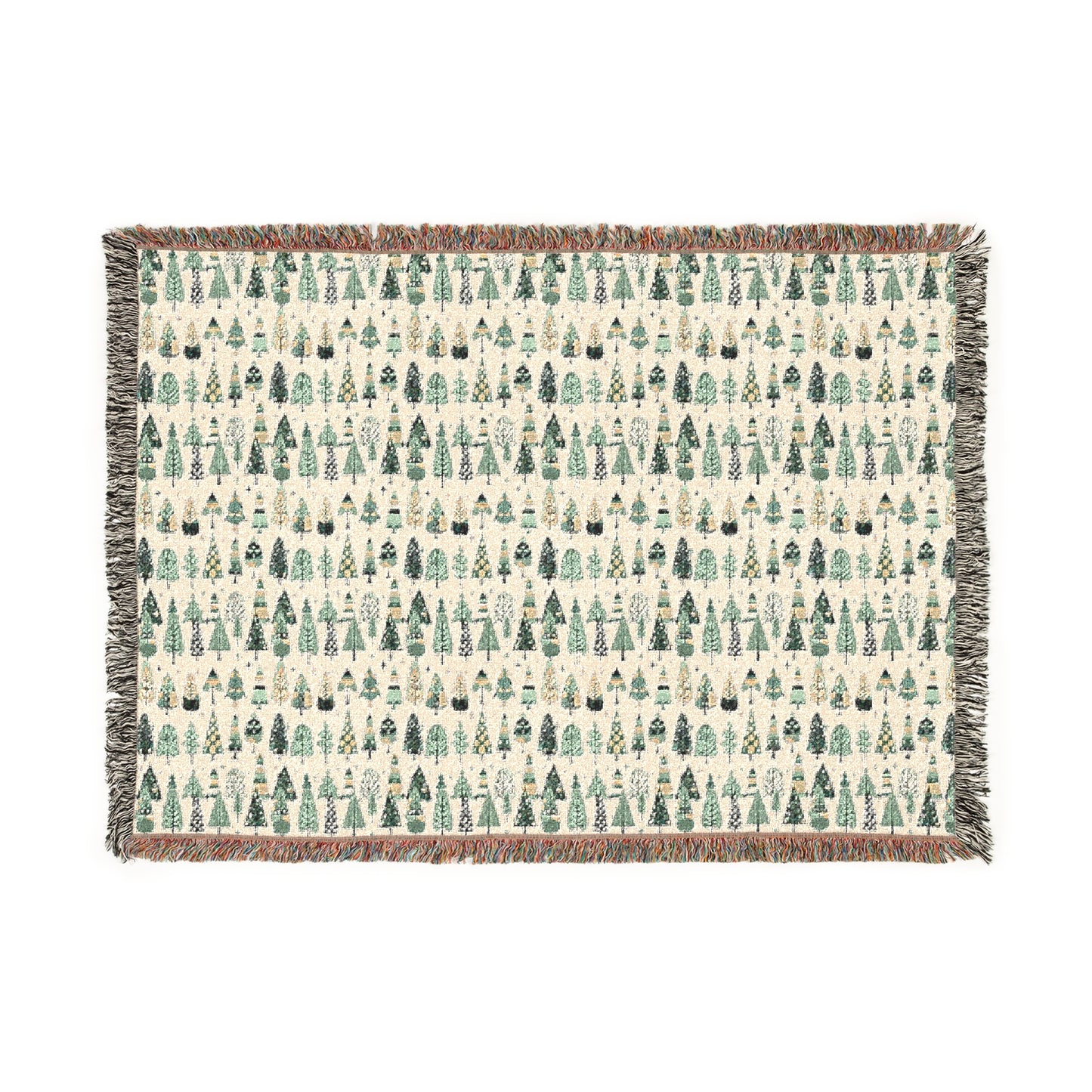 Mini Vintage Green Trees Woven Blanket, 52" x 37"