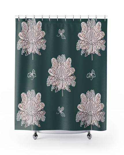 Soft White Floral Butterflies Shower Curtain, 71" x 74"