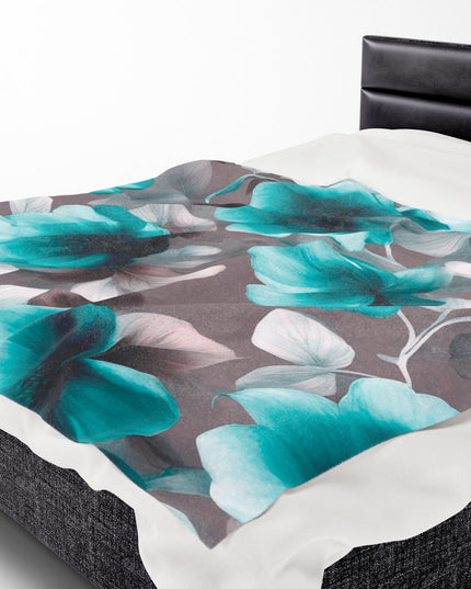 Tif Green Gray Floral Bunch Velveteen Plush Blanket, 60" x 80"