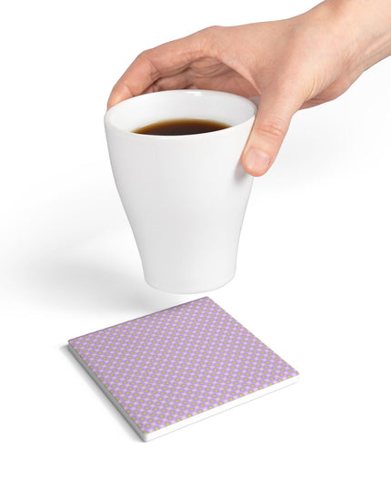 Magenta Star-crossed Bodies Square Ceramic Coaster, 4" x 4"