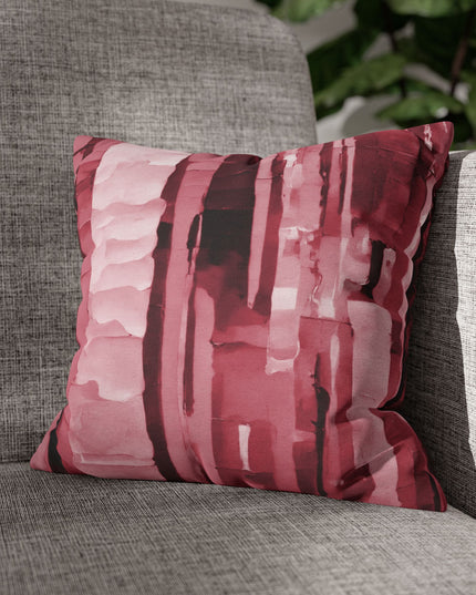 Striped Ruby Spun Polyester Square Pillowcase, 14" x 14"