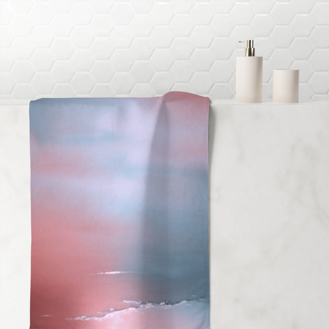 Gray Sea Pink Fog 30" x 60" Mink-Cotton Towel (50% polyester, 50% cotton)