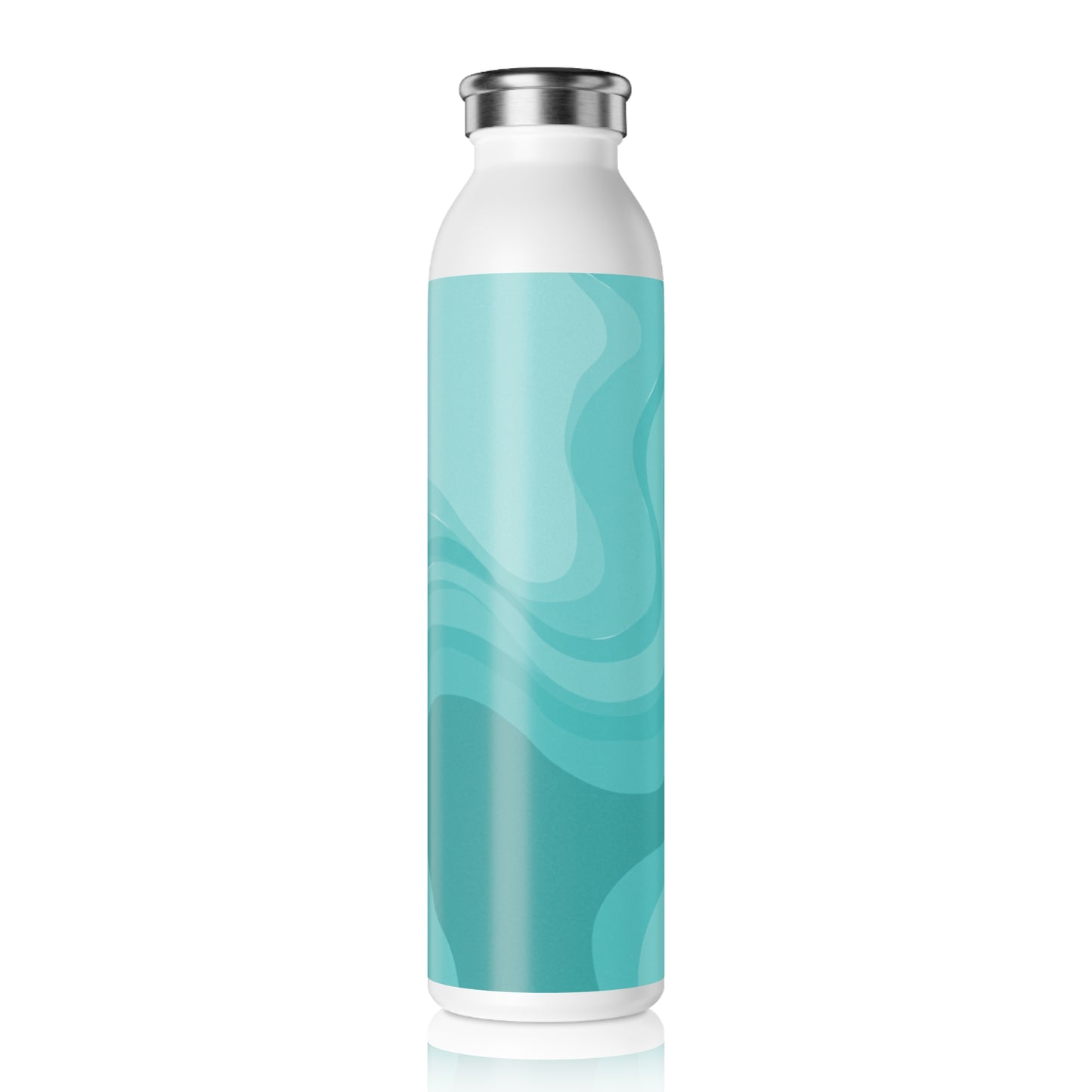 Tif Green Wavey Slim Water Bottle, 20 oz White