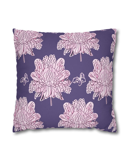 Magenta Floral Butterflies Spun Polyester Square Pillowcase, 14" x 14"