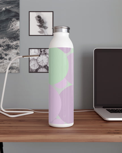 Pastel Lavender Purple and Soft Green Patches Slim Water Bottle, 20 oz White