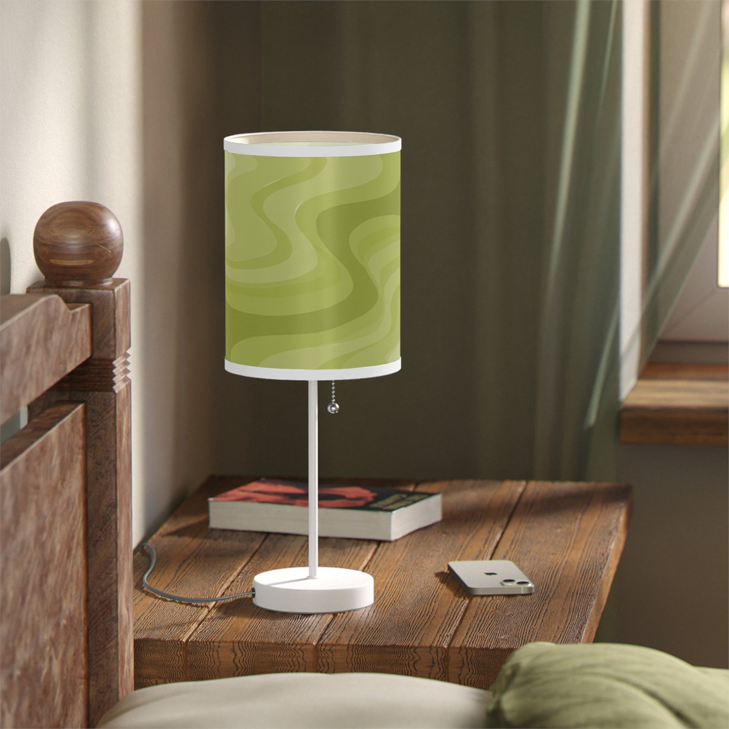 Lemon Wavey Table Lamp on a White or Silver Stand, US|CA plug