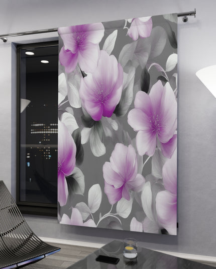Purple Blossom Floral Bunch Window Curtain, 50" x  84", blackout
