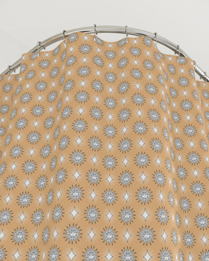 Tan Sunset Star-crossed Bodies Shower Curtain, 71" x 74"