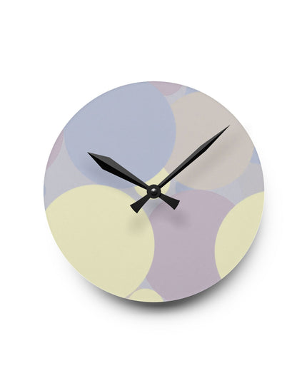 Pastel Soft Blue and Soft White Patches Acrylic Round Wall Clock, 8" x 8"