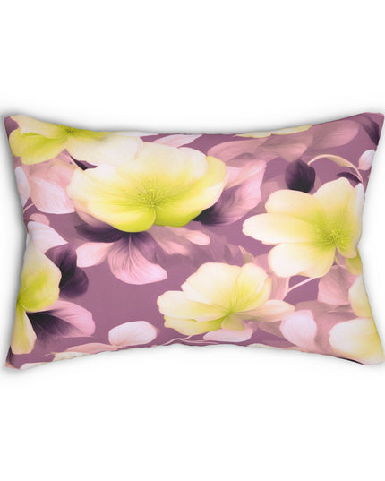 Lemon Blossom Floral Bunch Spun Polyester Lumbar Pillow, 20" x 14"