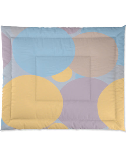 Pastel Baby Blue and Peach Patches 104" × 88" Comforter
