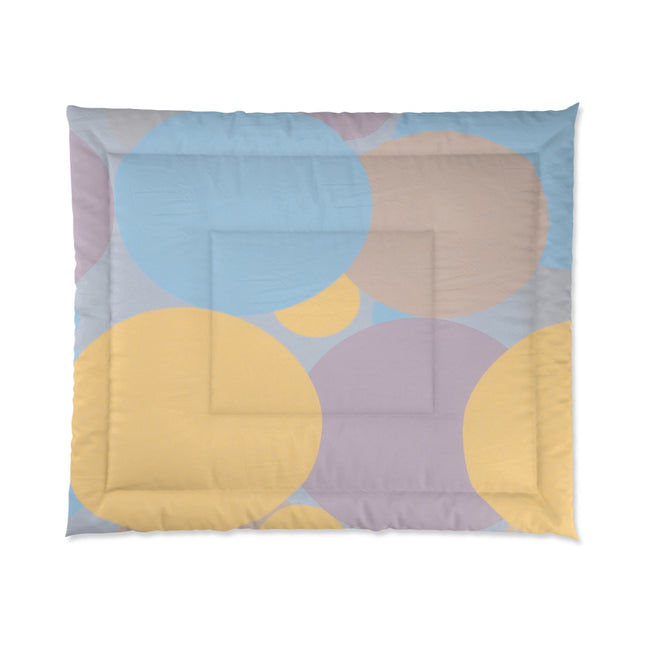 Pastel Baby Blue and Peach Patches 104" × 88" Comforter