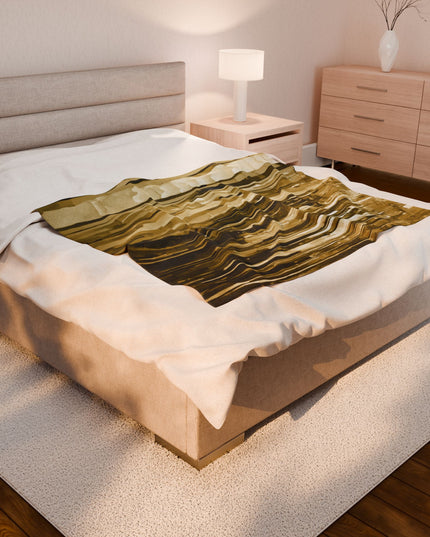 Striped Light Brown Velveteen Plush Blanket, 50" x 60"