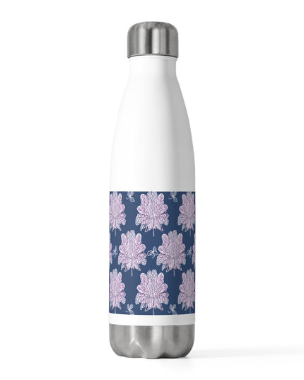 Purple White Floral Butterflies 20oz Insulated Water Bottle