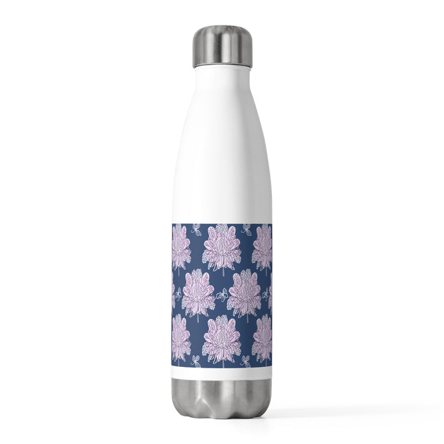 Purple White Floral Butterflies 20oz Insulated Water Bottle