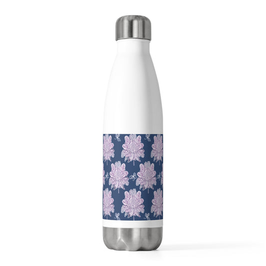 Purple White Floral Butterflies 20oz Insulated Water Bottle