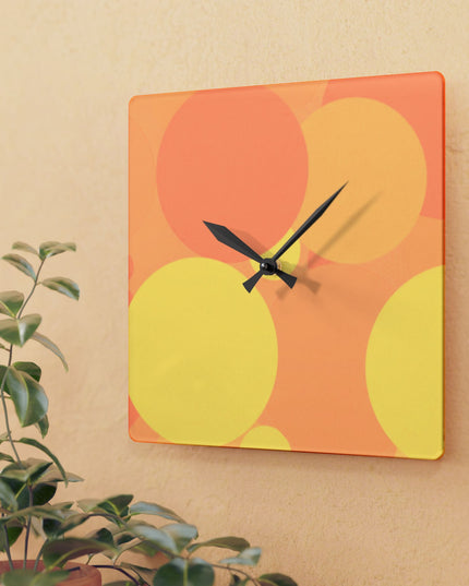 Pastel Bright Oranges Patches Acrylic Wall Clock, Round or Square, 10.75" x 10.75"