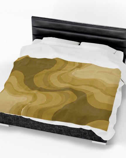 Brown Wavey Velveteen Plush Blanket, 60" x 80"