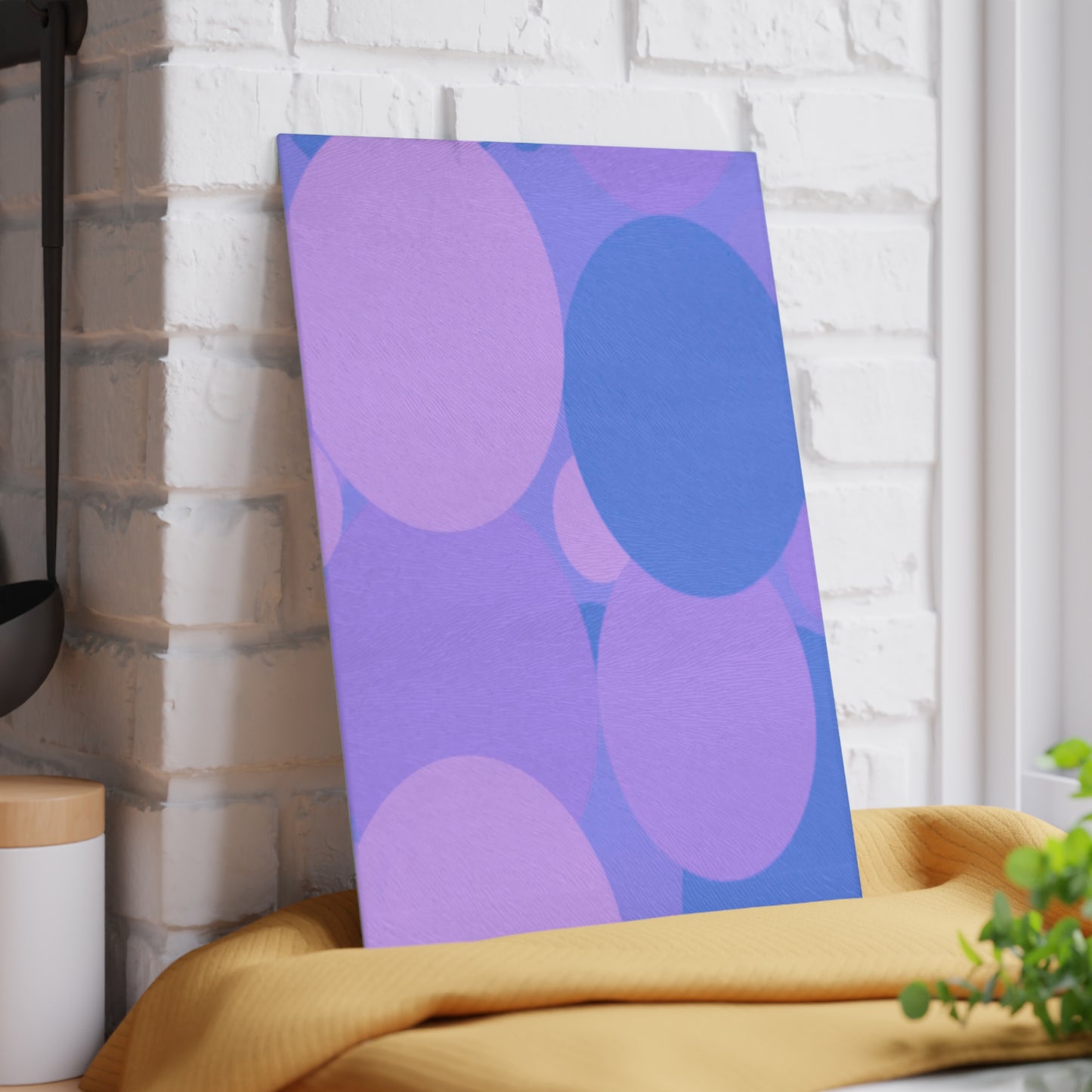 Pastel Purple Family Patches 8" x 11" Glass Cutting Board
