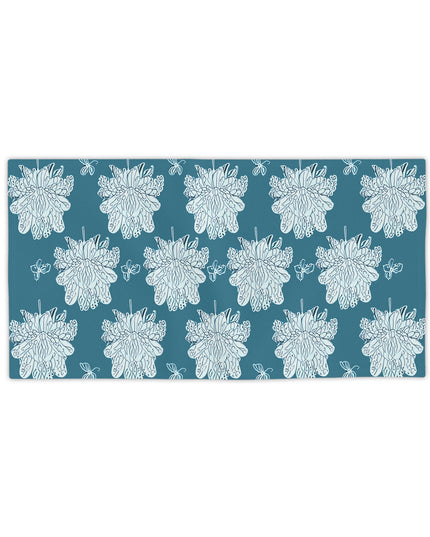 Tif Green White Floral Butterflies Beach Towel, 24" x 44"