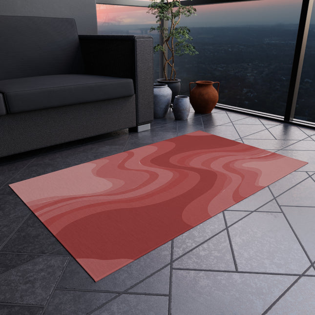 Power Red Wavey 36" x 60" Outdoor Rug