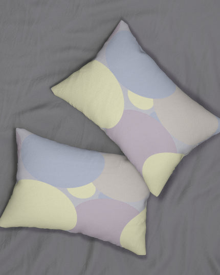 Pastel Soft Blue and Soft White Patches Spun Polyester Lumbar Pillow, 20" x 14"