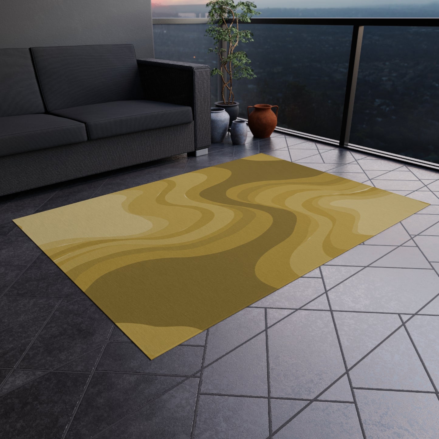 Brown Wavey 60" x 84" Outdoor Rug