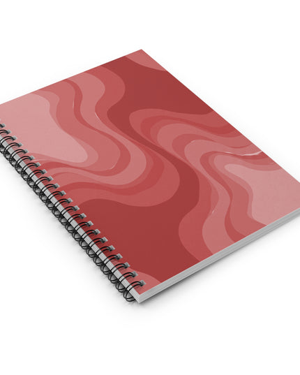 Power Red Wavey Spiral Notebook - Ruled Line, 6" x 8", 118 pages